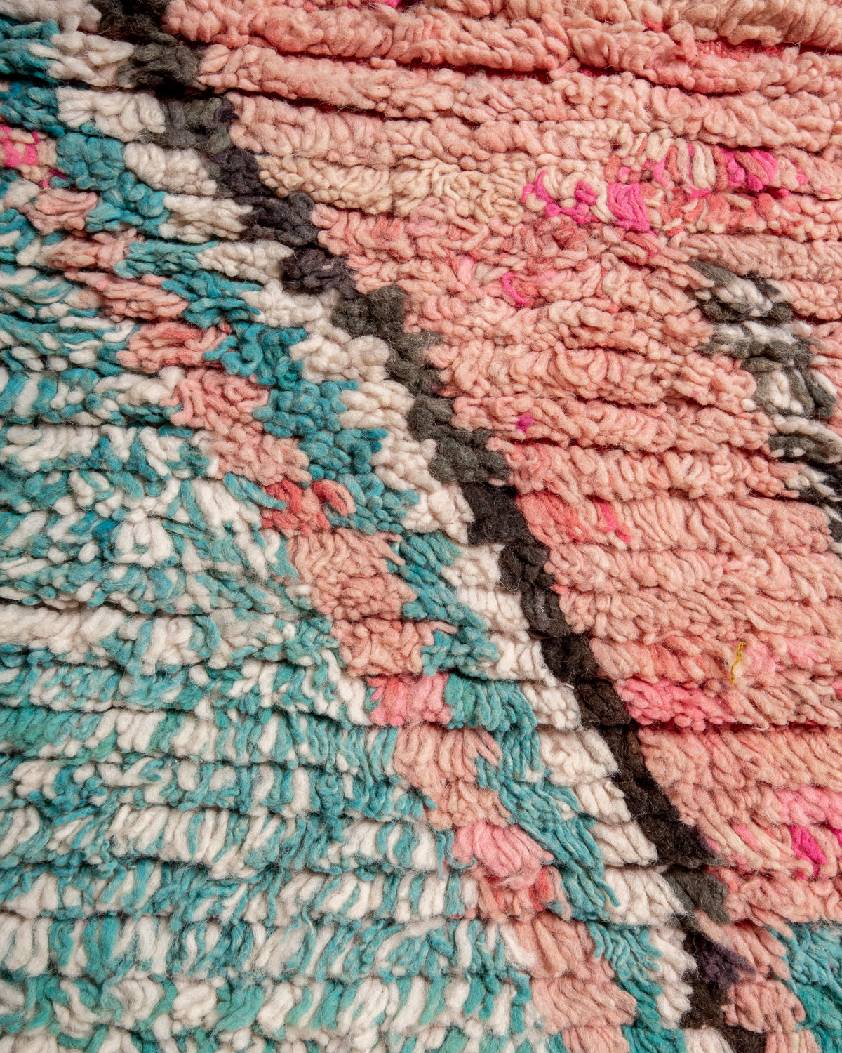 Modern, designer, handcrafted Berber runner rug from Morocco. Vintage carpet with beautiful colours and patterns and fluffy texture.